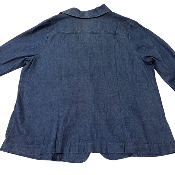 Woman Within Blue Denim Jean Jacket Blazer Snap Button Closure Women’s Size 22 w - Picture 3 of 6